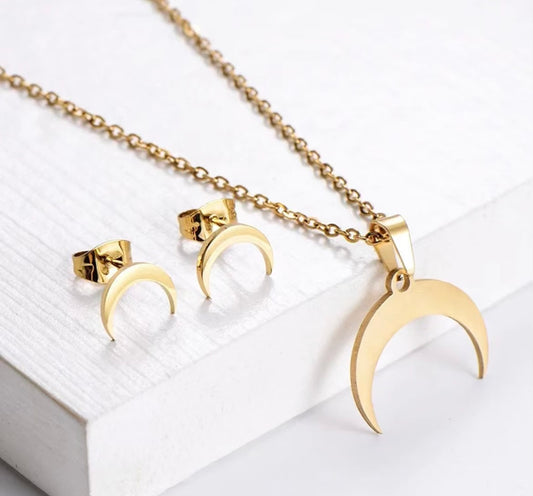 Moon Necklace Earring set